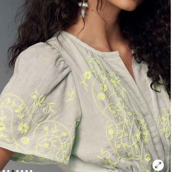 Anthropologie The Somerset Mini Dress Embroidered Linen Edition - Picture 13 of 16